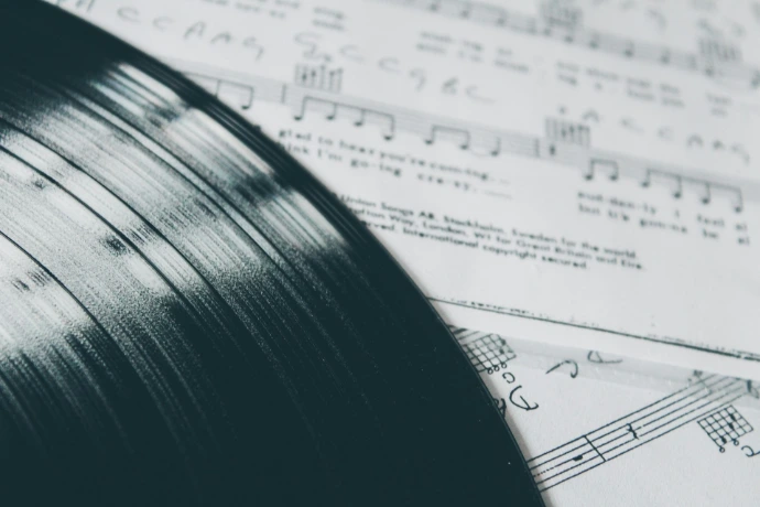 music lyrics near vinyl record